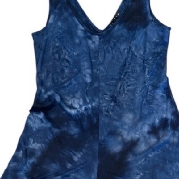 Tiana B Blue Tie Dye Asymmetrical Jumpsuit Stretch Boho Artwear - Picture 4 of 7